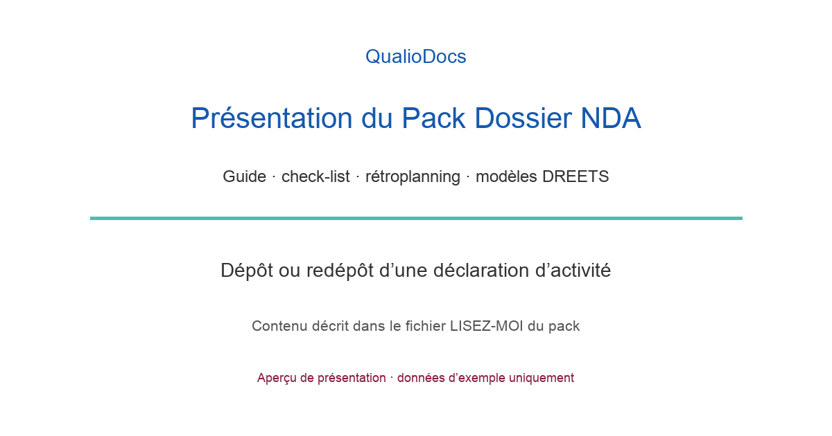 Présentation du Pack Dossier NDA : guide, check-list, rétroplanning et modèles DREETS