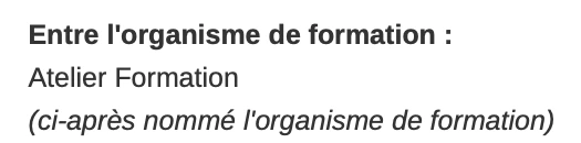 Même rubrique après génération : Atelier Formation remplace le champ XXX.